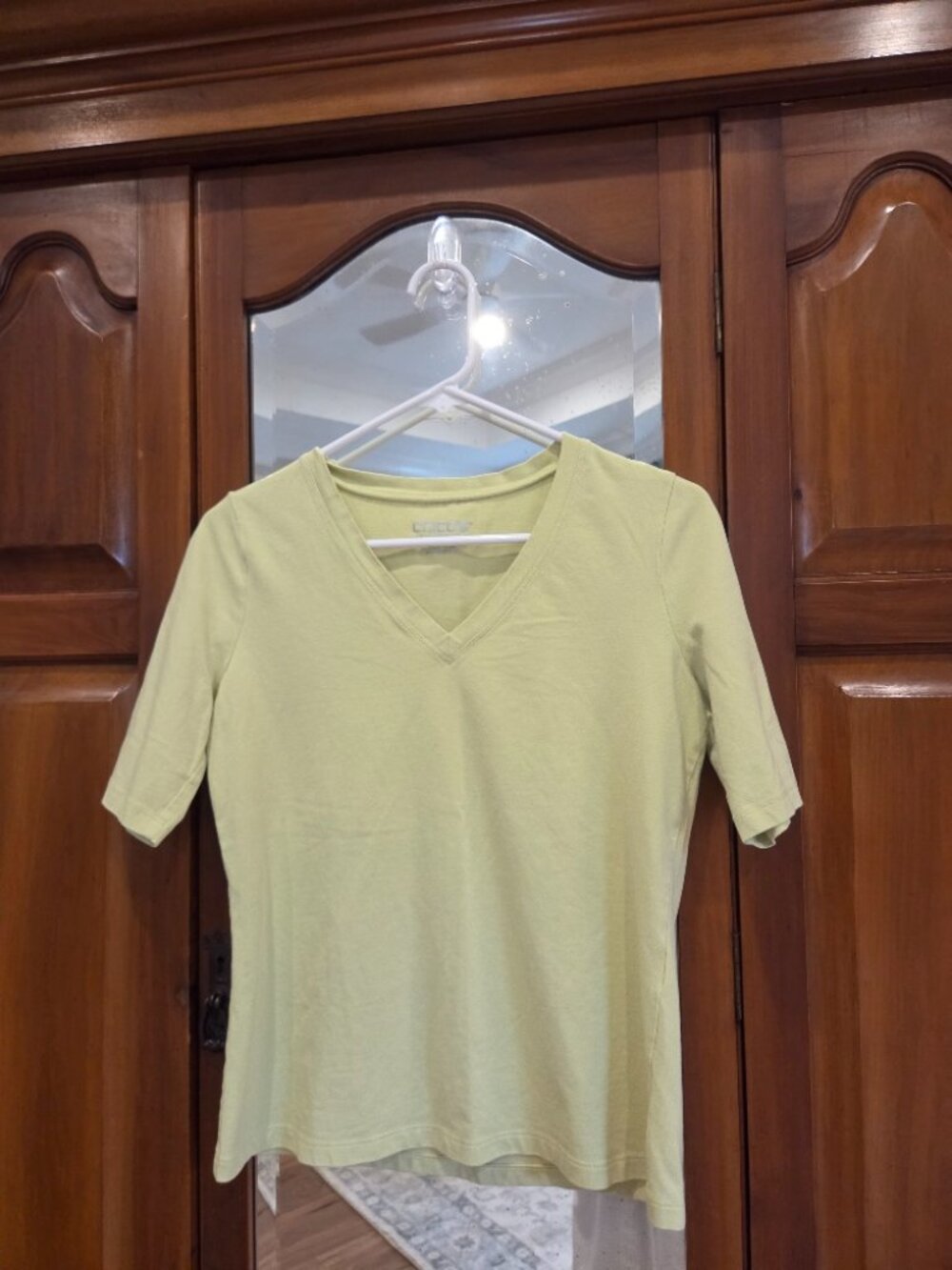 Chico's Chartreuse V Neck T-Shirt